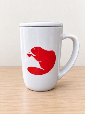 DAVIDsTEA Oh Canada Beaver Mug with Lid Red White Canadian NEW